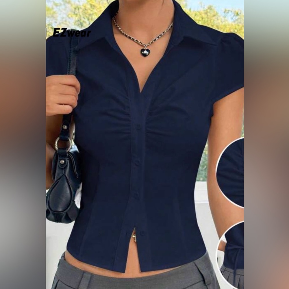 SHEIN Navy Button Down Shirt